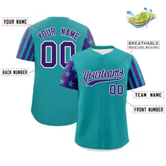 Teal Purple American Flag Raglan Baseball Jersey 2