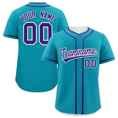 Teal Purple Classic Authentic Baseball Jersey 1