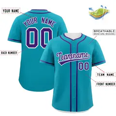 Teal Purple Classic Authentic Baseball Jersey 2