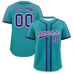 Teal Purple Classic Authentic Baseball Jersey 1
