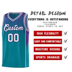Teal Purple Dot Pattern Side Gradient Reversible Basketball Jersey Kits 3