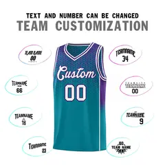 Teal Purple Dot Pattern Side Gradient Reversible Basketball Jersey Kits 4