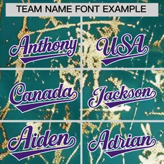 Teal Purple Metallic Gold Splatter Baseball Jersey 4