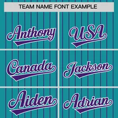 Teal Purple Pinstripe Two-Tone Authentic Baseball Jersey 3