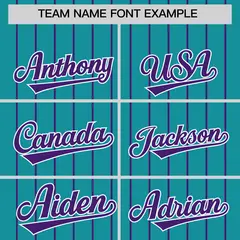 Teal Purple Pinstripe Two-Tone Authentic Baseball Jersey 3