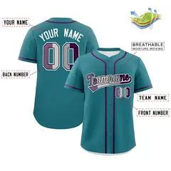 Teal Purple Pride Month Classic Baseball Jersey 2