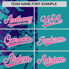 Teal Purple Split Graffiti Raglan Sleeve Baseball Jersey 3