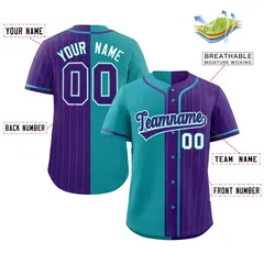 Teal Purple Stripe-Solid Combo Authentic Baseball Jersey 2
