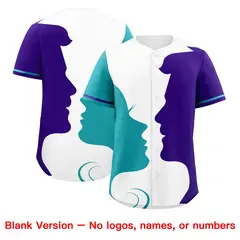 Teal Purple White Couple Silhouettes Valentine's Baseball Jersey 2