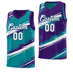 Teal Purple White Reversible Basketball Jersey Stellar Strike Series 1