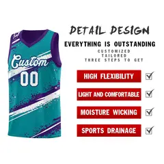Teal Purple White Reversible Basketball Jersey Stellar Strike Series 3