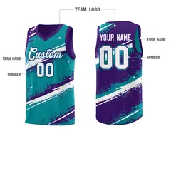 Teal Purple White Reversible Basketball Jersey Stellar Strike Series 4