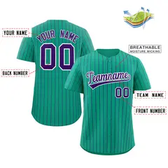 Teal Purple-White Stripe Authentic Fashion Baseball Jersey 2