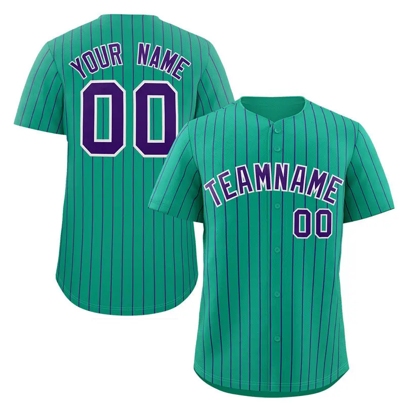Teal Purple-White Stripe Authentic Fashion Baseball Jersey