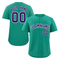 Teal Purple-White Stripe Authentic Fashion Baseball Jersey 1