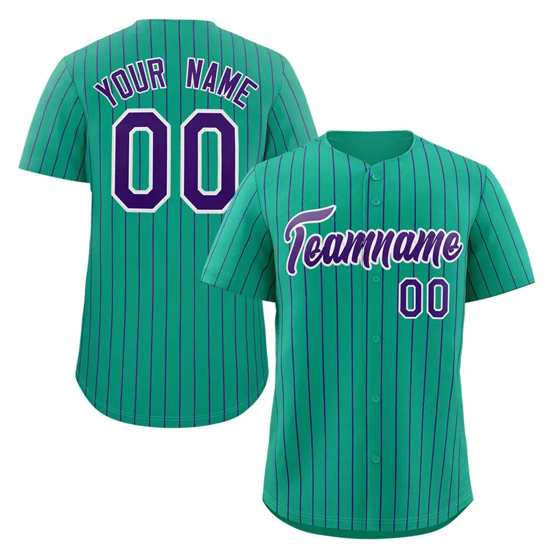 Teal Purple-White Stripe Authentic Fashion Baseball Jersey