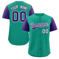 Teal Purple-White Stripe Raglan Sleeves Baseball Jersey 1