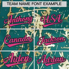 Teal Rose Red Black & Gold Marble Print Baseball Jersey 4