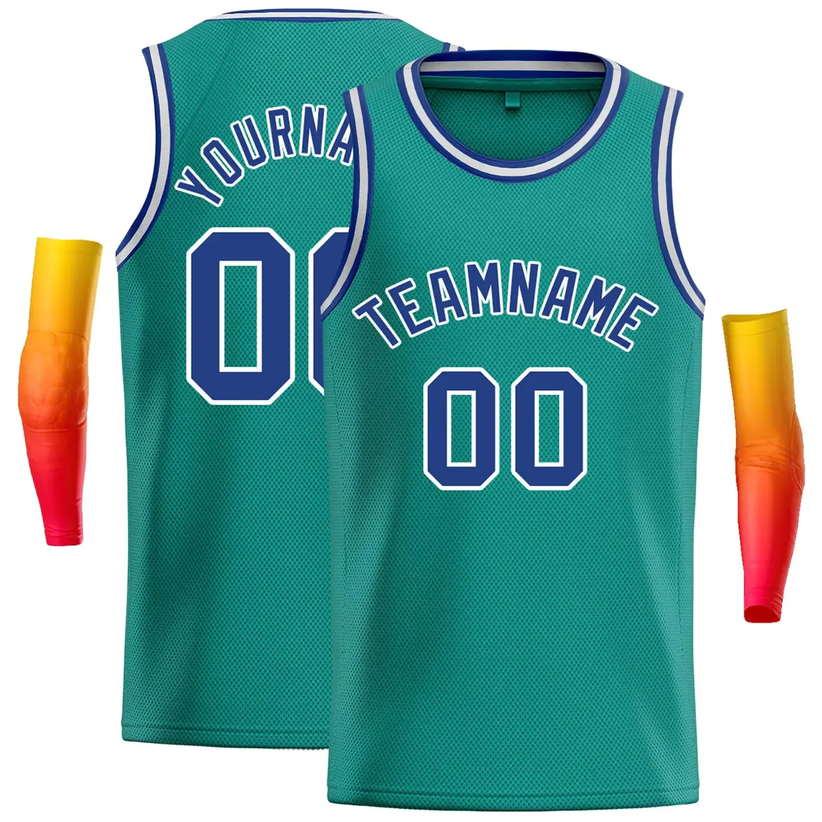 Teal Royal-White Classic Casual Basketball Jersey