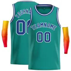 Teal Royal-White Classic Casual Basketball Jersey