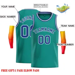 Teal Royal-White Classic Casual Basketball Jersey 2