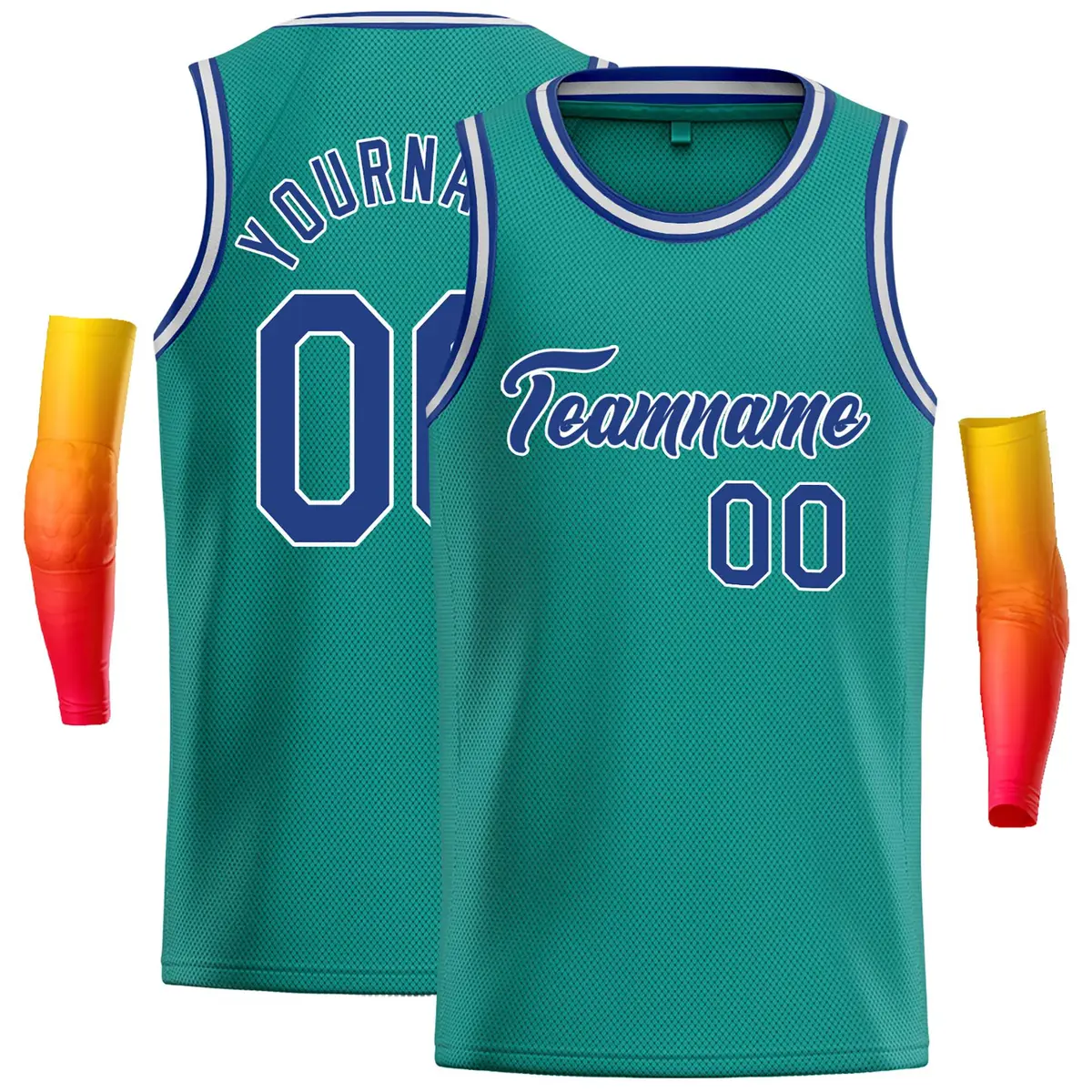 Teal Royal-White Classic Casual Basketball Jersey