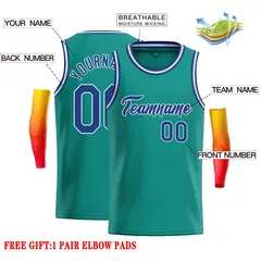 Teal Royal-White Classic Casual Basketball Jersey 2