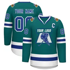 Teal Royal-White Classic Hockey Jersey 1