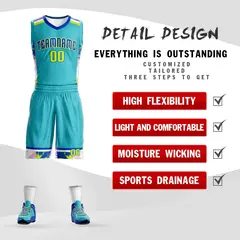 Teal Royal-White Graffiti Pattern Basketball Jersey 2