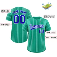 Teal Royal-White Stripe Authentic Fashion Baseball Jersey 2