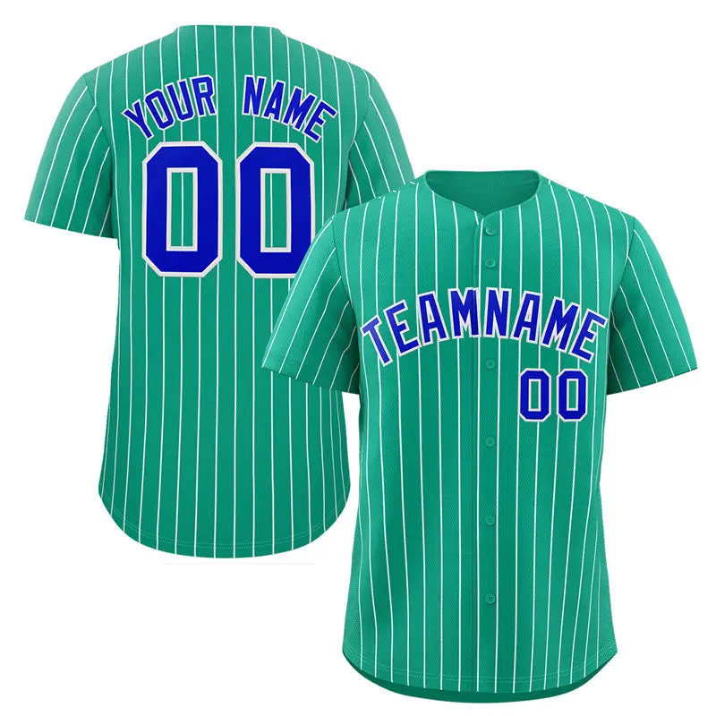 Teal Royal-White Stripe Authentic Fashion Baseball Jersey