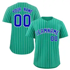 Teal Royal-White Stripe Authentic Fashion Baseball Jersey