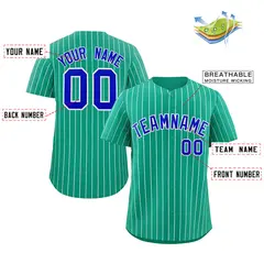 Teal Royal-White Stripe Authentic Fashion Baseball Jersey 2
