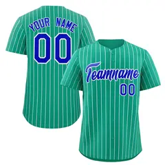 Teal Royal-White Stripe Authentic Fashion Baseball Jersey