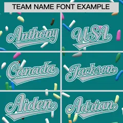 Teal Silver Ice Cream Pattern V-Neck Hockey Jersey 3