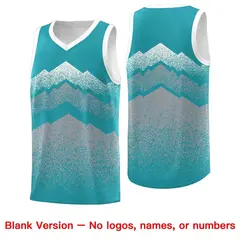Teal Silver Mountain Fade Gradient Fashion Basketball Jersey 6