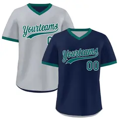 Teal Silver Reversible Pullover Baseball Jersey 1
