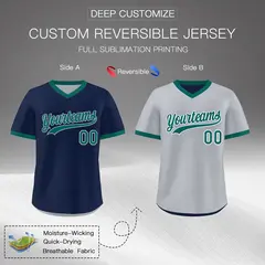 Teal Silver Reversible Pullover Baseball Jersey 2