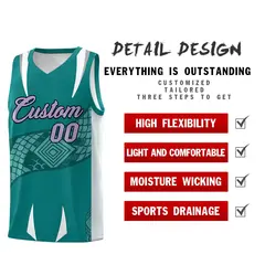 Teal Silver Snake Scale Venomous Fang Graffiti Basketball Jersey 2
