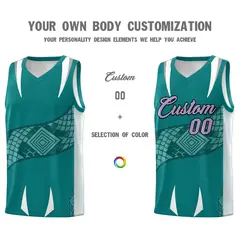 Teal Silver Snake Scale Venomous Fang Graffiti Basketball Jersey 3
