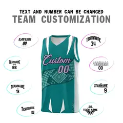 Teal Silver Snake Scale Venomous Fang Graffiti Basketball Jersey 4