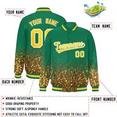 Teal Sparkle-Effect Varsity Full-Snap Letterman Baseball Jacket 2