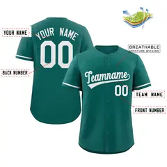 Teal White Authentic Classic Baseball Jersey 2