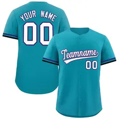 Teal White Authentic Full-Button Baseball Jersey