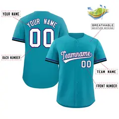 Teal White Authentic Full-Button Baseball Jersey 2