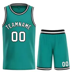 Teal White-Black Bull Classic Sets Basketball Jersey