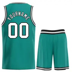 Teal White-Black Bull Classic Sets Basketball Jersey 2