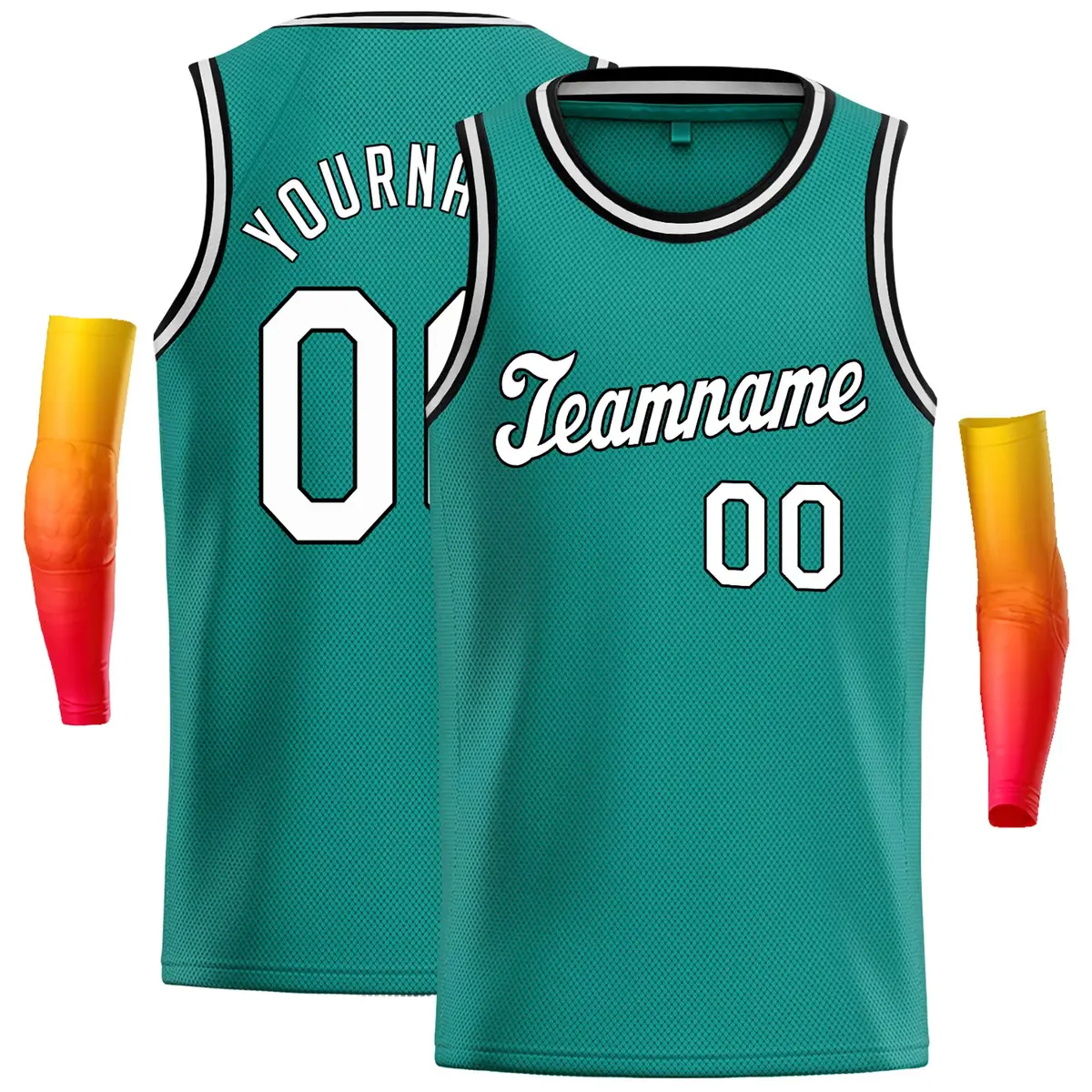 Teal White-Black Classic Casual Basketball Jersey