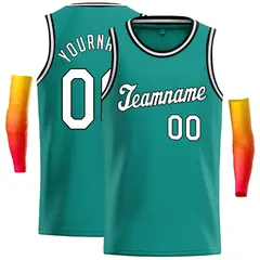 Teal White-Black Classic Casual Basketball Jersey