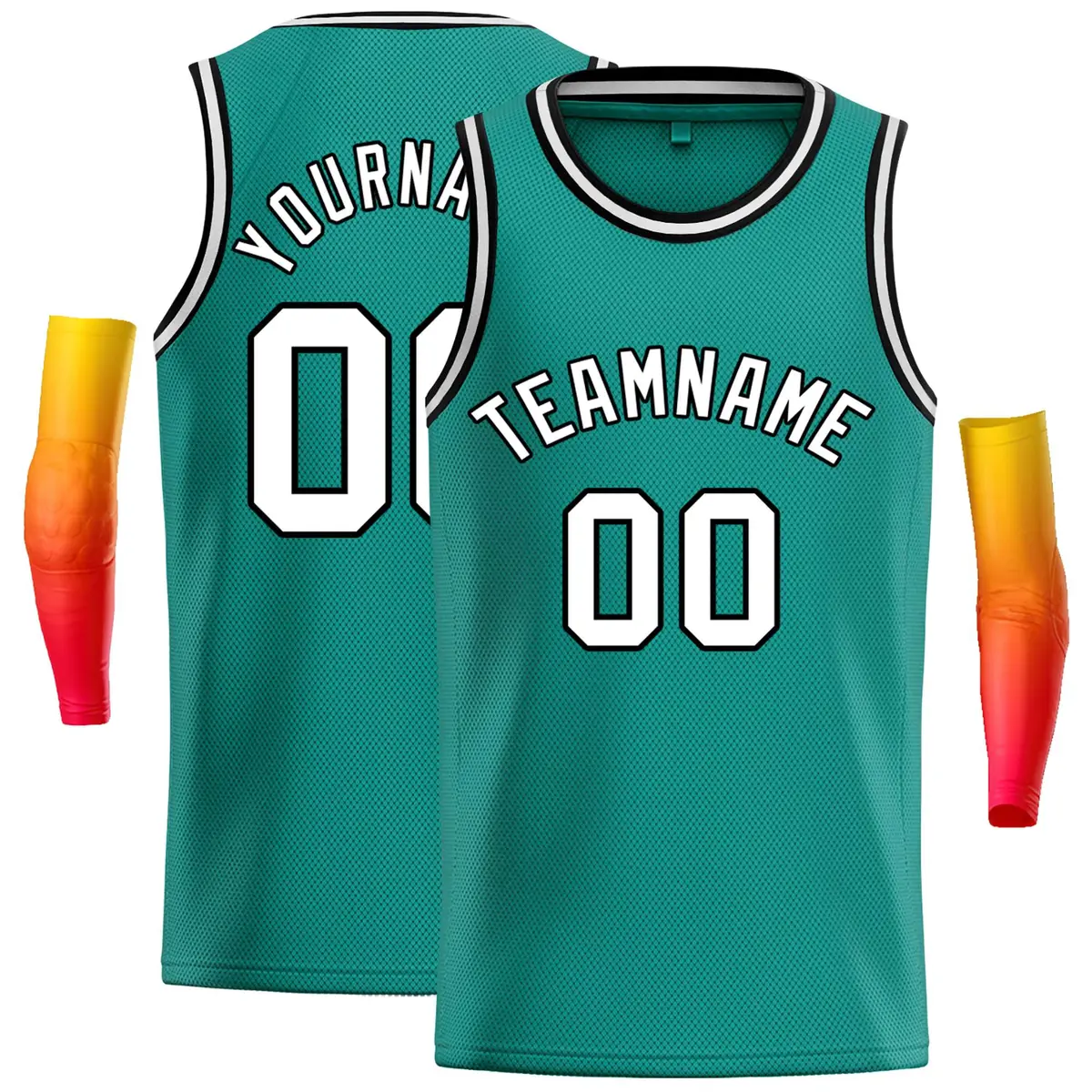 Teal White-Black Classic Casual Basketball Jersey